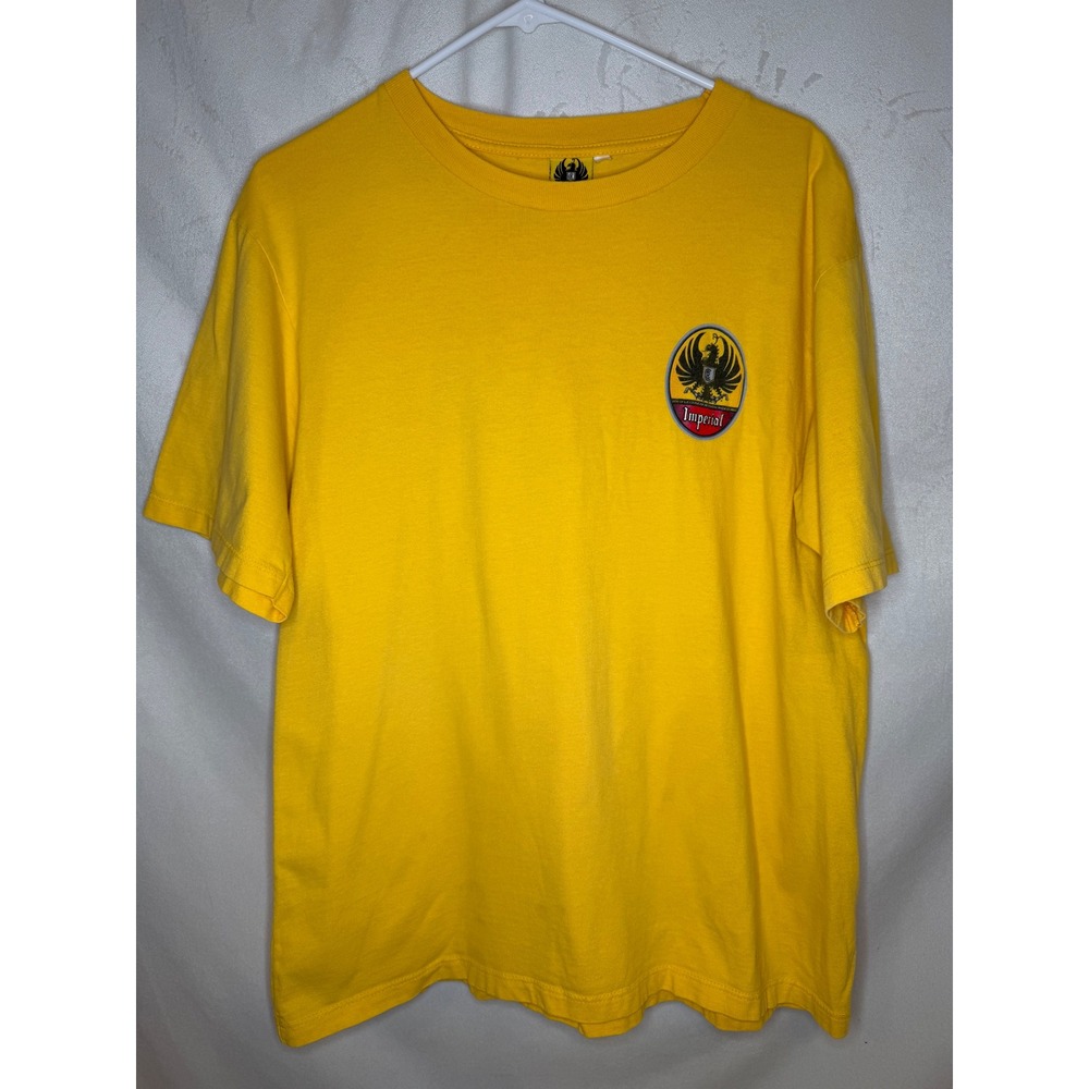 Imperial Beer Costa Rica T Shirt Yellow Cerveza Eagle Graphic Front Back Mens